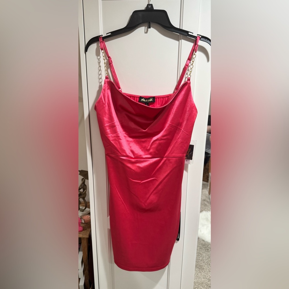 Planet Gold Vibrant Pink Satin Top